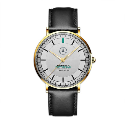 Personalized Merc AMG Petronas Raymond Weil Quartz Leather Watch