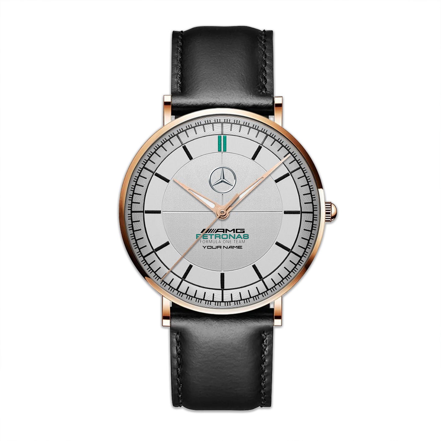 Personalized Merc AMG Petronas Raymond Weil Quartz Leather Watch