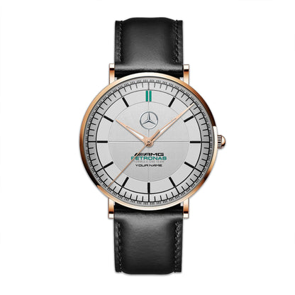 Personalized Merc AMG Petronas Raymond Weil Quartz Leather Watch