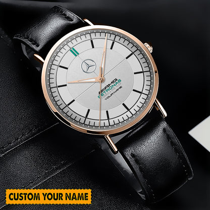 Personalized Merc AMG Petronas Raymond Weil Quartz Leather Watch