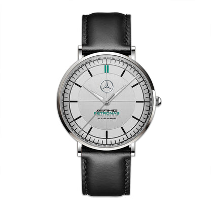 Personalized Merc AMG Petronas Raymond Weil Quartz Leather Watch