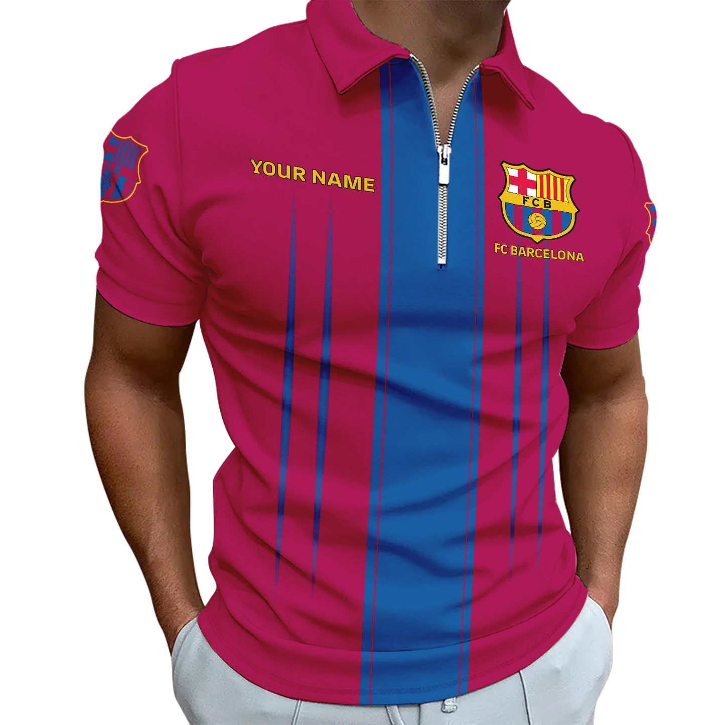 Personalized Barcelona FC 3D Full Printing Set , Barcelona FC Shirt , Barcelona Set , Zipper Polo, Hoodie , Short , Polo , hawaii V20