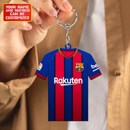 Personalized Football Shirt Keyring - Barcelona Fan Keyring, Football Keychain