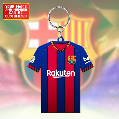 Personalized Football Shirt Keyring - Barcelona Fan Keyring, Football Keychain