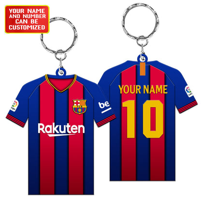 Personalized Football Shirt Keyring - Barcelona Fan Keyring, Football Keychain