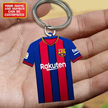 Personalized Football Shirt Keyring - Barcelona Fan Keyring, Football Keychain