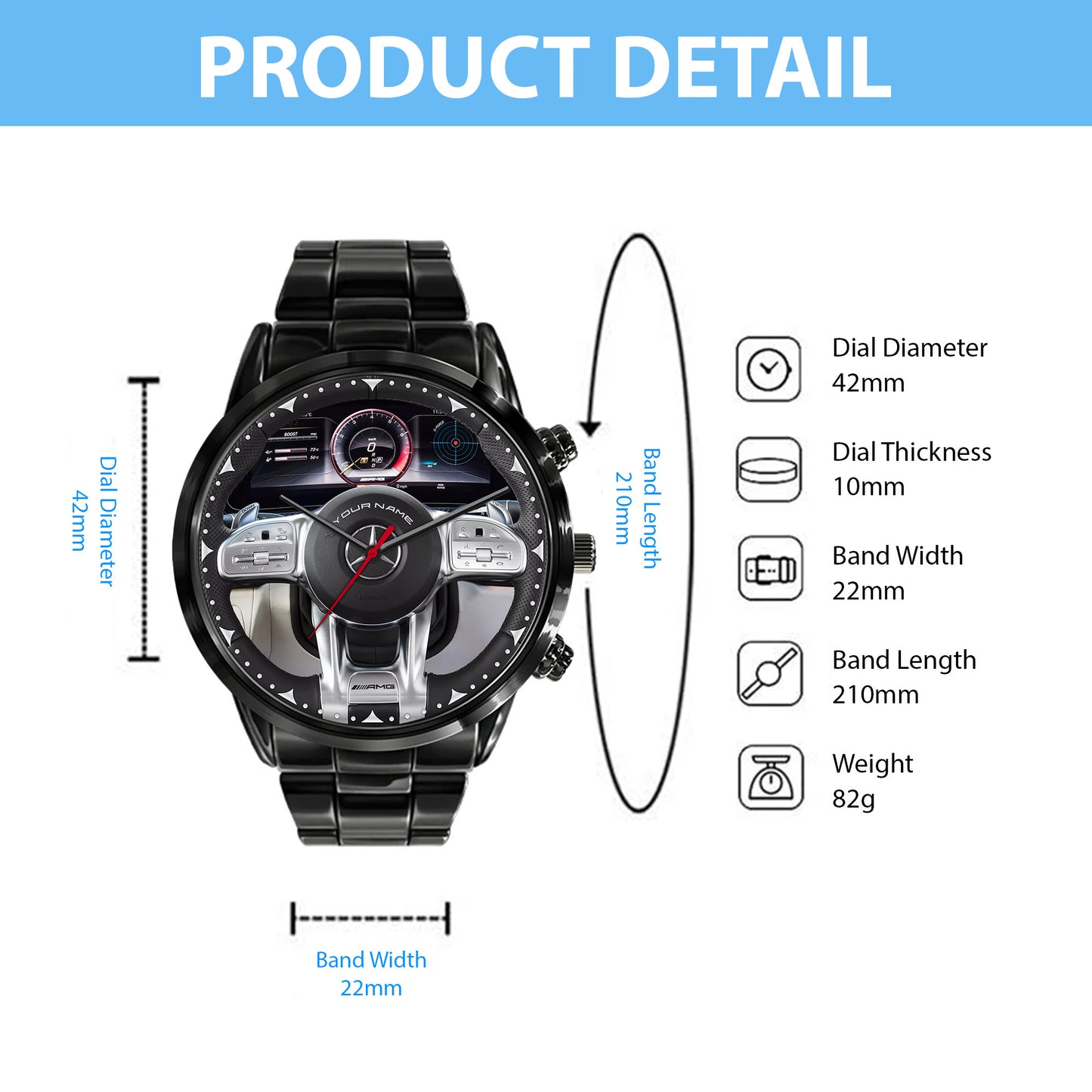 Personalized Merc G63 Cockpit Luxury Stainless Steel Watch