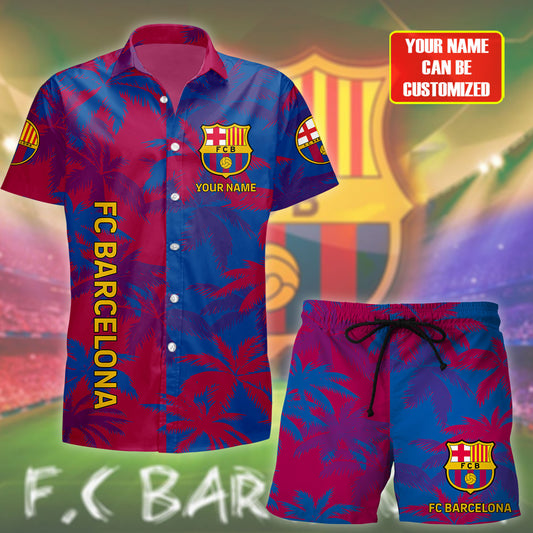 Personalized Barcelona FC Tropical Hawaii Shirt Beach Short V2
