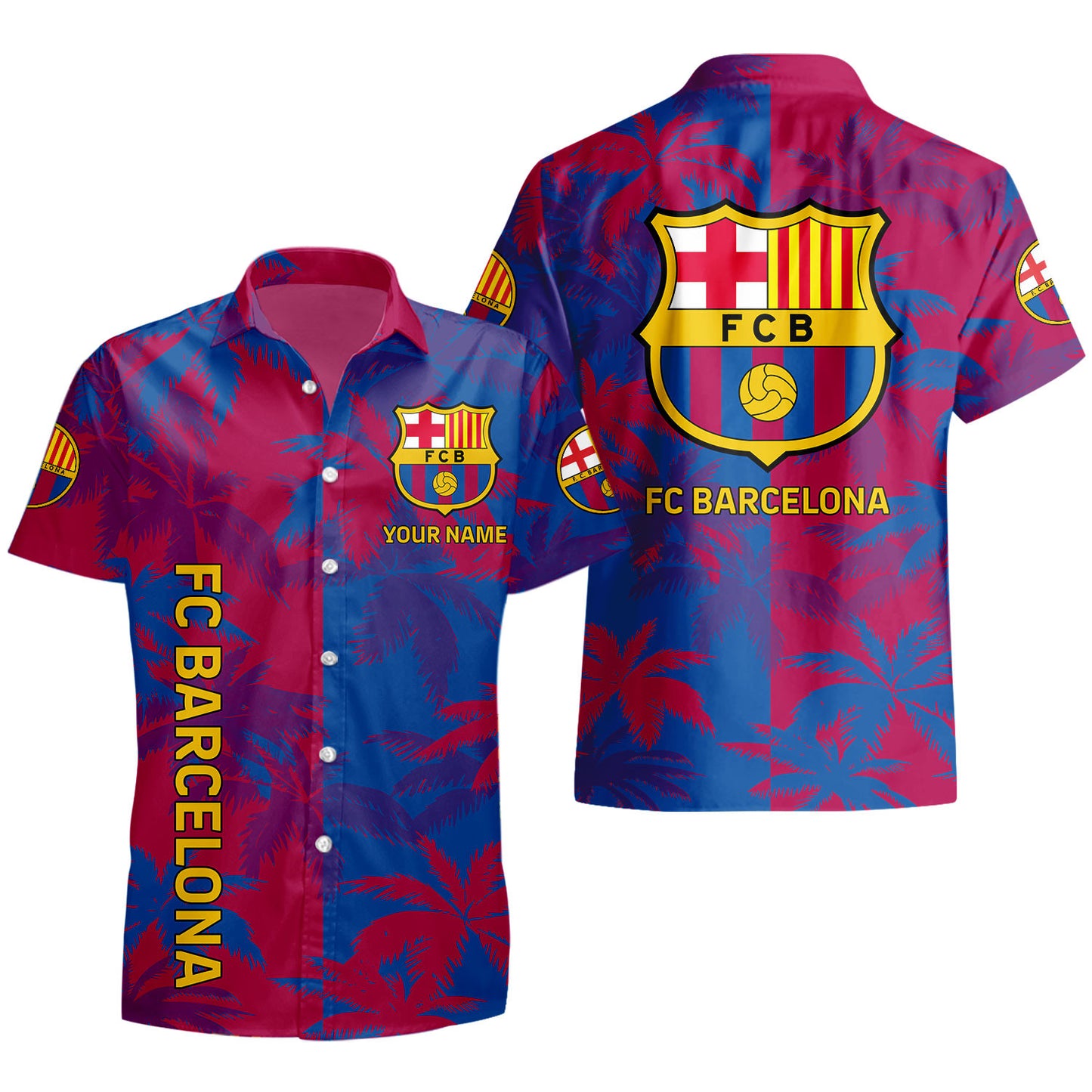 Personalized Barcelona FC Tropical Hawaii Shirt Beach Short V2