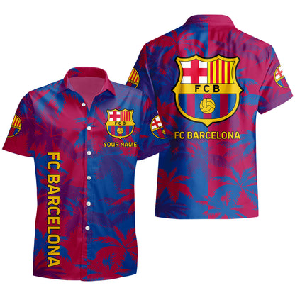 Personalized Barcelona FC Tropical Hawaii Shirt Beach Short V2