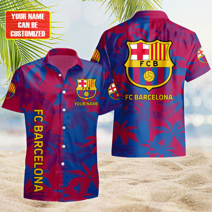 Personalized Barcelona FC Tropical Hawaii Shirt Beach Short V2