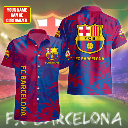 Personalized Barcelona FC Tropical Hawaii Shirt Beach Short V2