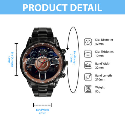 Personalized Pors Wooden Cockpit Luxury Stainless Steel Watch