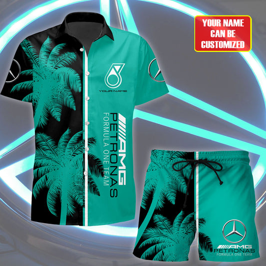 Personalized Merc AMG Petronas Tropical Hawaii Shirt Beach Short V15