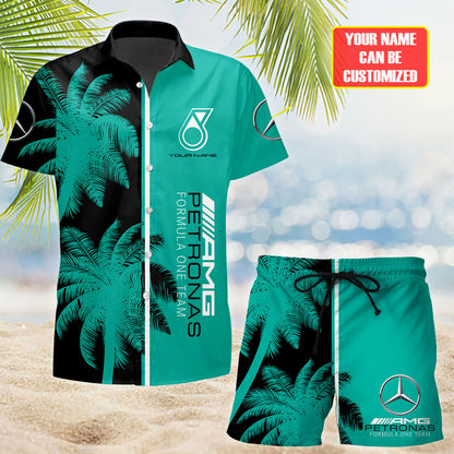 Personalized Merc AMG Petronas Tropical Hawaii Shirt Beach Short V15