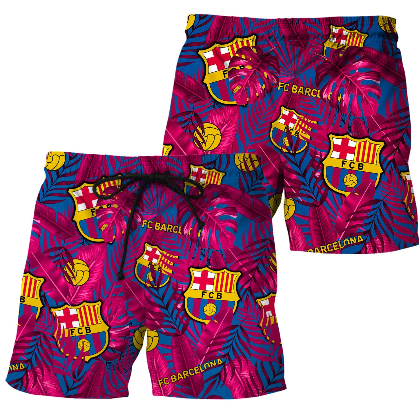 Personalized Barcelona FC Tropical Hawaii Shirt Beach Short V3