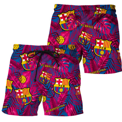 Personalized Barcelona FC Tropical Hawaii Shirt Beach Short V3
