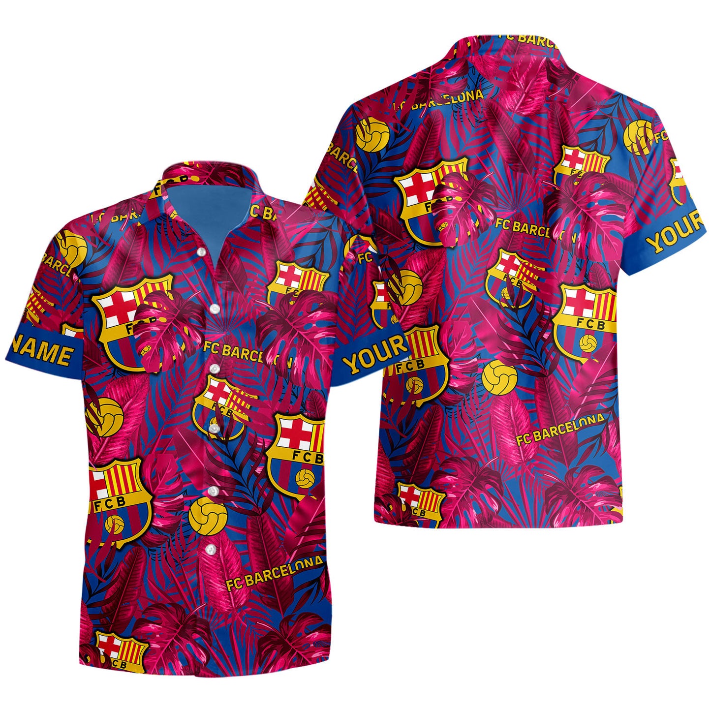 Personalized Barcelona FC Tropical Hawaii Shirt Beach Short V3