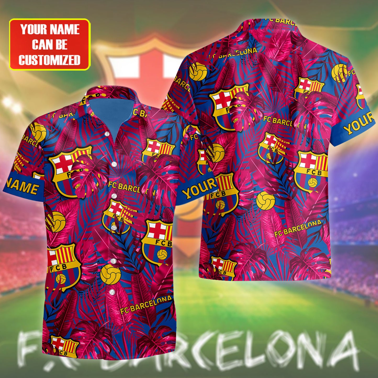 Personalized Barcelona FC Tropical Hawaii Shirt Beach Short V3