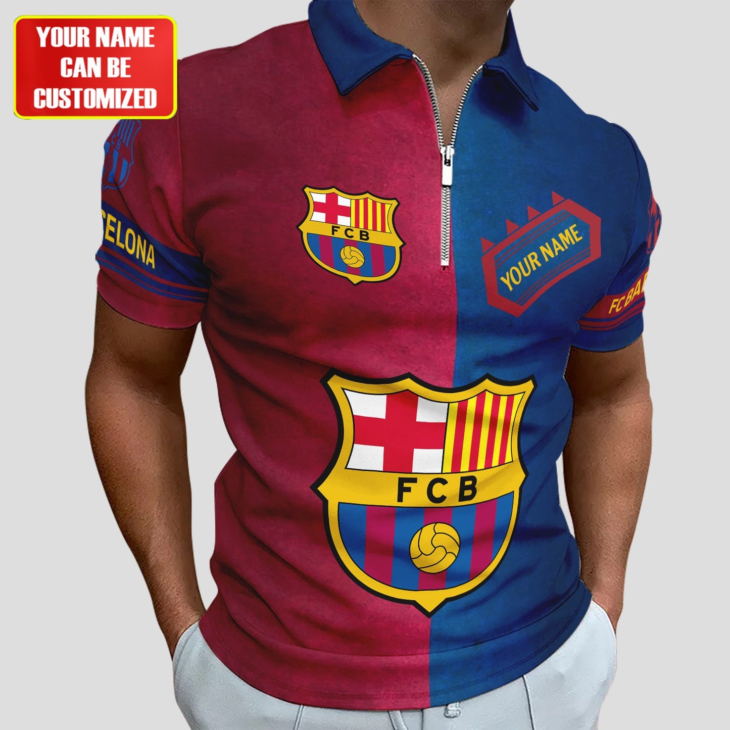 Personalized Barcelona FC 3D Full Printing Set , Barcelona FC Shirt , Barcelona Set , Zipper Polo, Hoodie , Short , Polo , hawaii V21