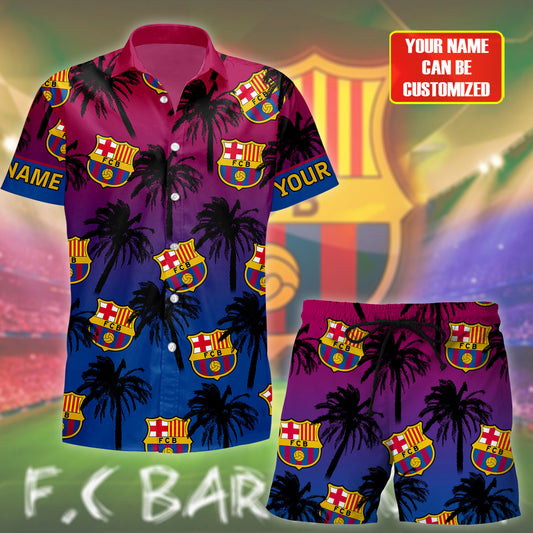 Personalized Barcelona FC Tropical Hawaii Shirt Beach Short V4