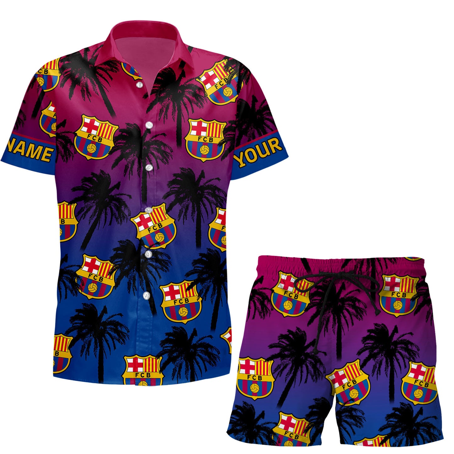 Personalized Barcelona FC Tropical Hawaii Shirt Beach Short V4