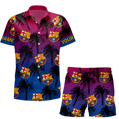 Personalized Barcelona FC Tropical Hawaii Shirt Beach Short V4