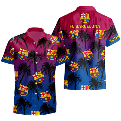 Personalized Barcelona FC Tropical Hawaii Shirt Beach Short V4