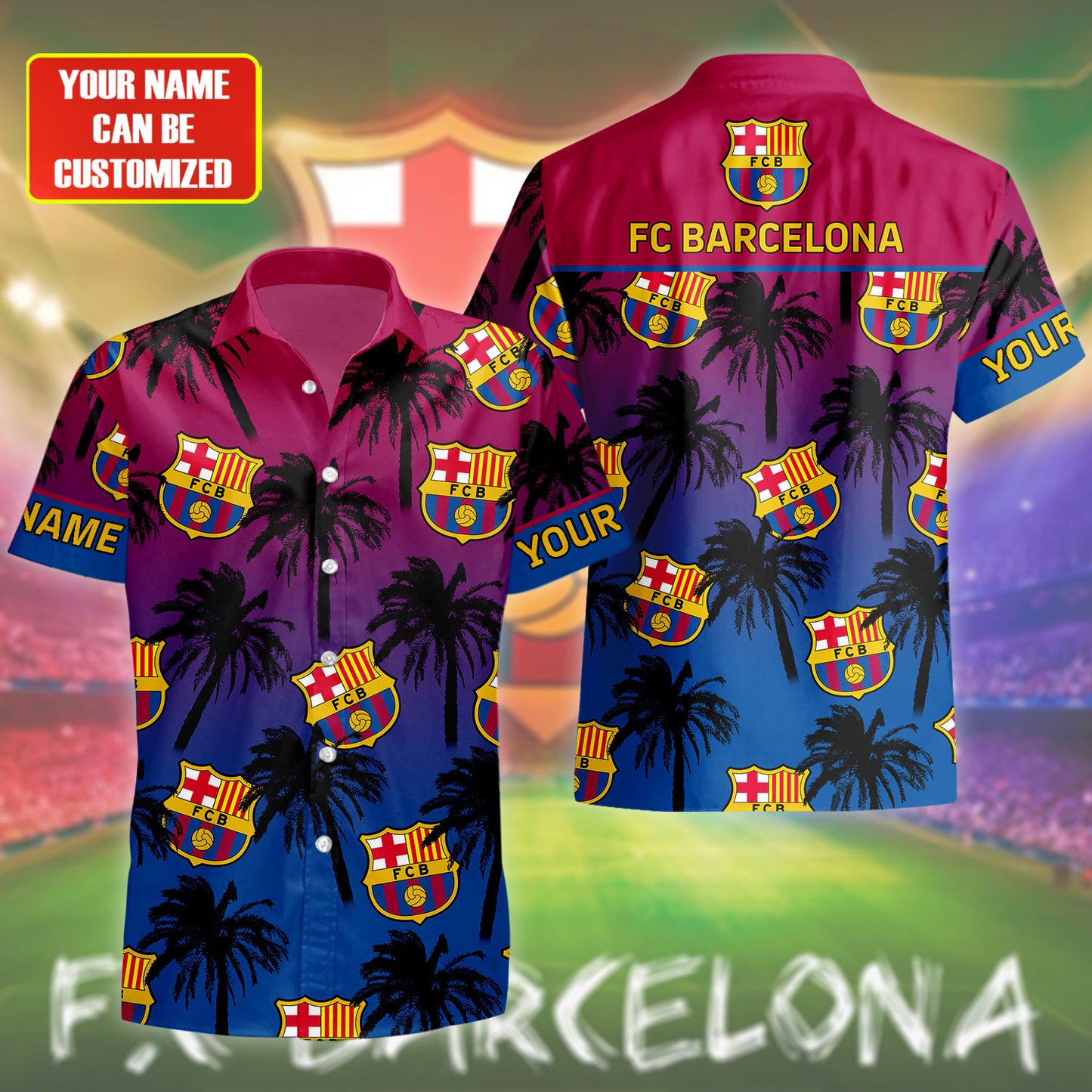 Personalized Barcelona FC Tropical Hawaii Shirt Beach Short V4