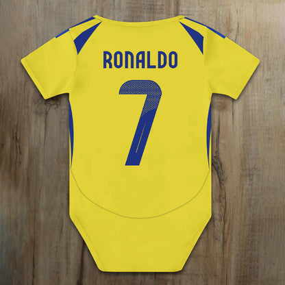 Customized CR7 Al nassr Soccer Jersey , Baby Rib Bodysuit Sizes