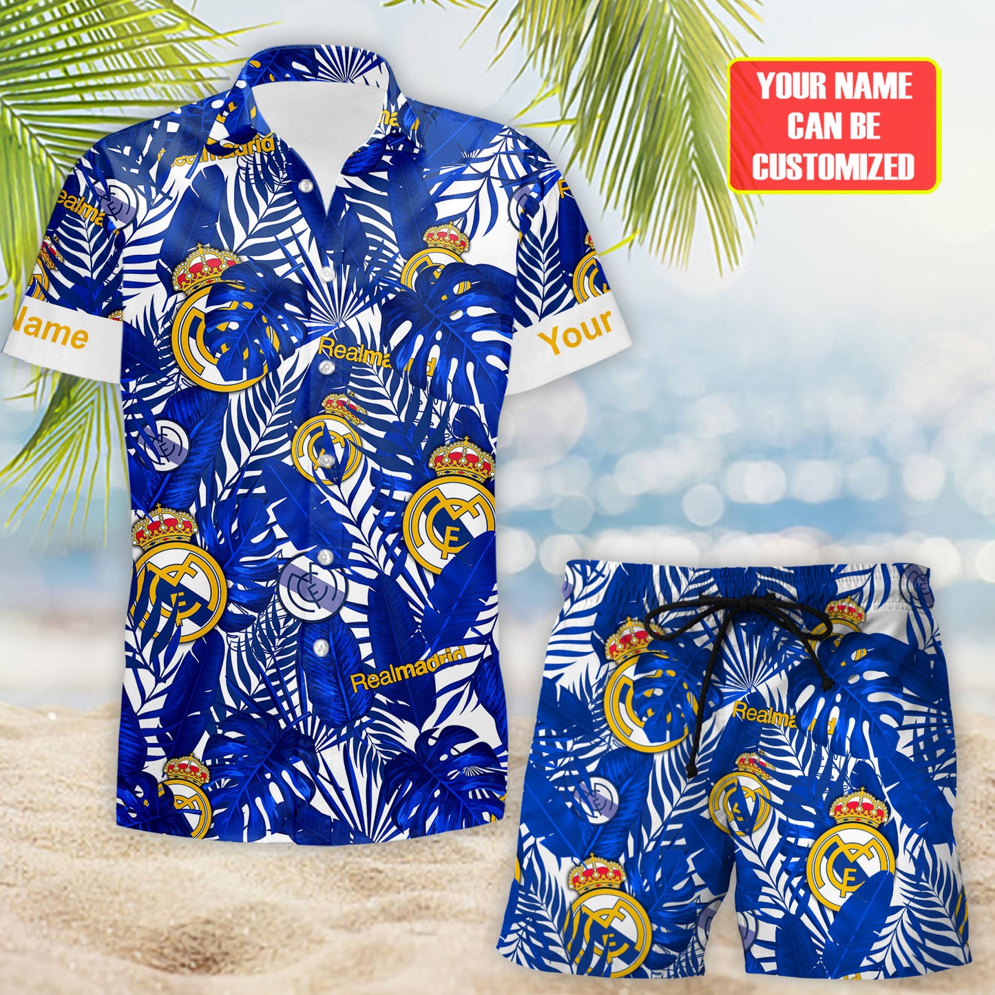 Personalized Real Madrid Tropical Hawaii Shirt Beach Short V2