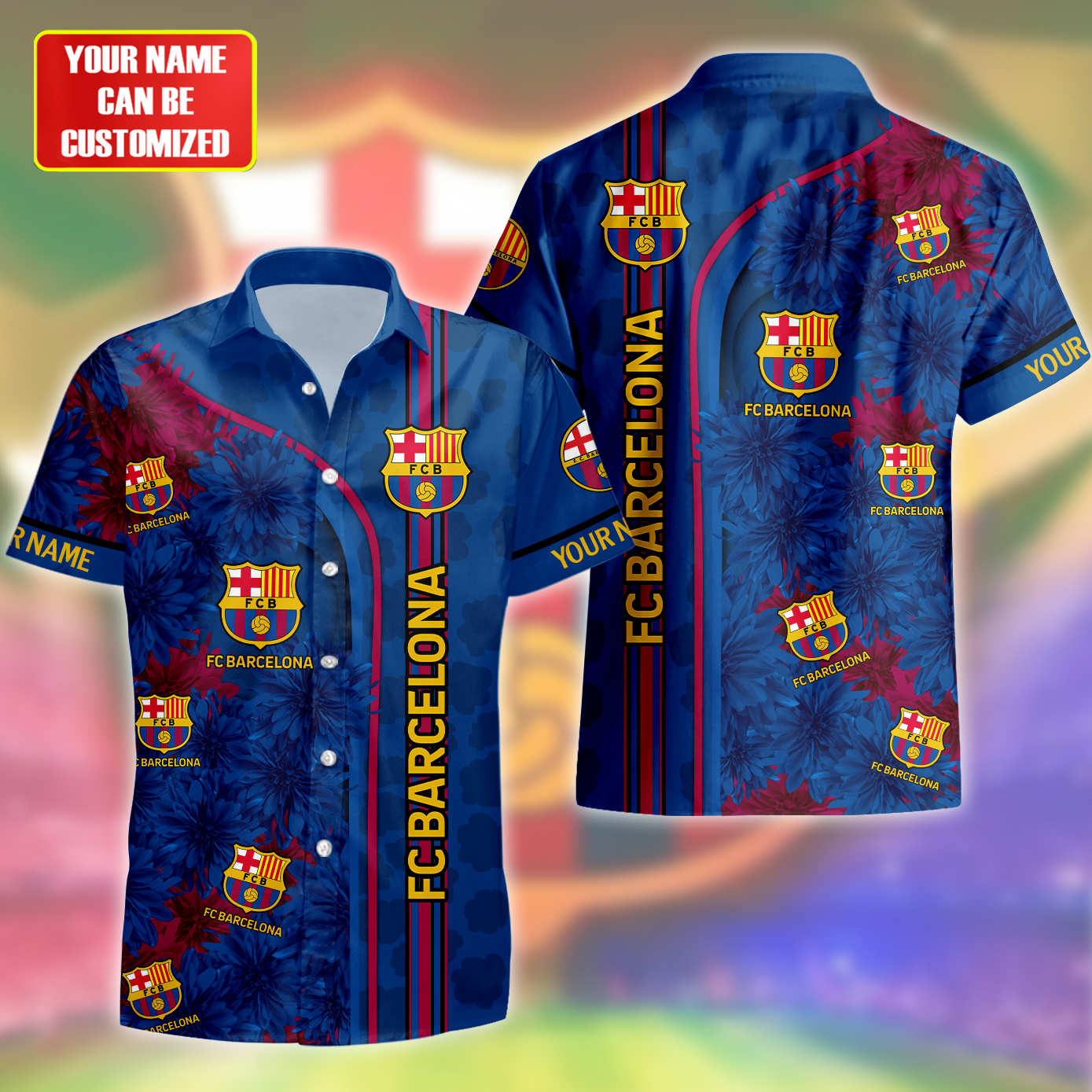 Personalized Barcelona FC Tropical Hawaii Shirt Beach Short V5