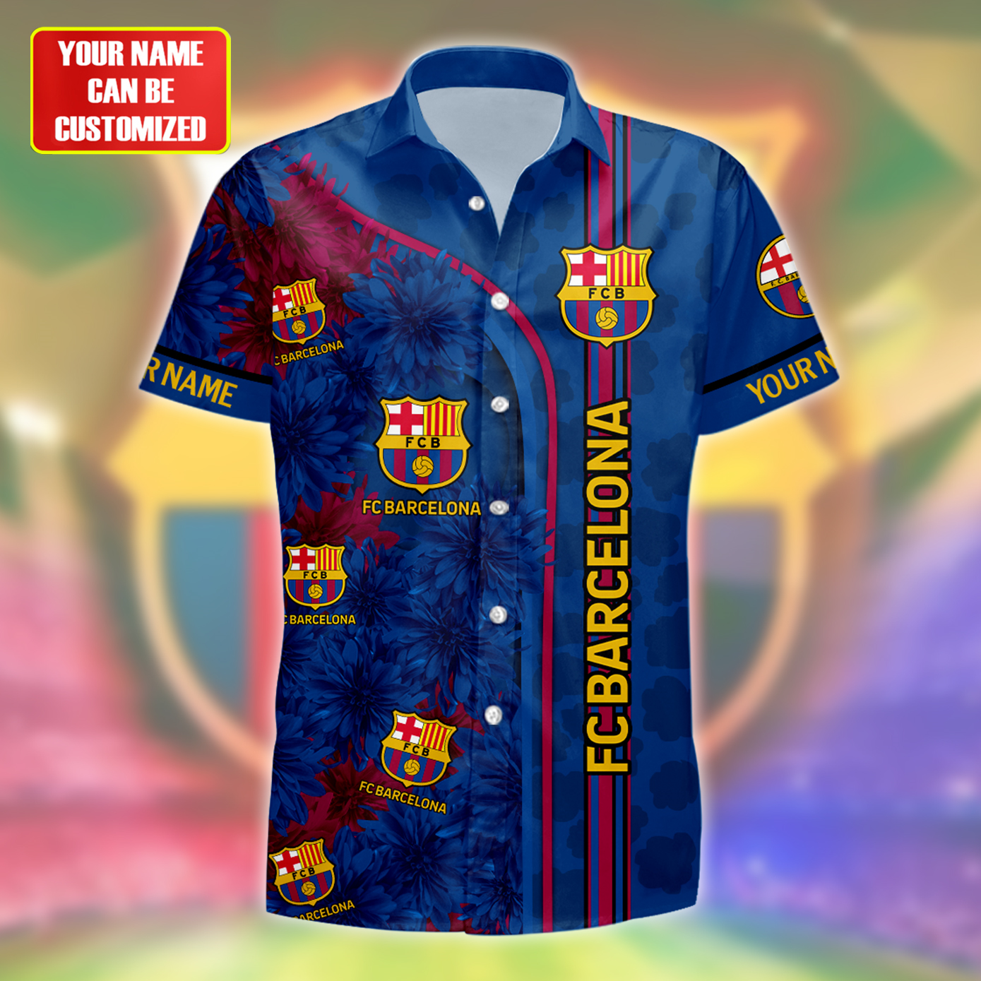 Personalized Barcelona FC Tropical Hawaii Shirt Beach Short V5