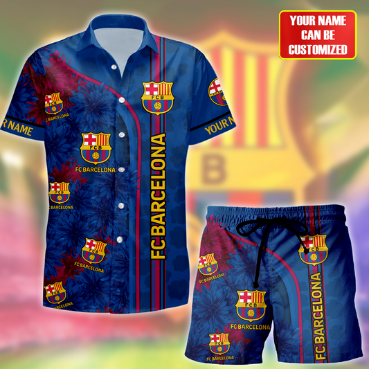 Personalized Barcelona FC Tropical Hawaii Shirt Beach Short V5