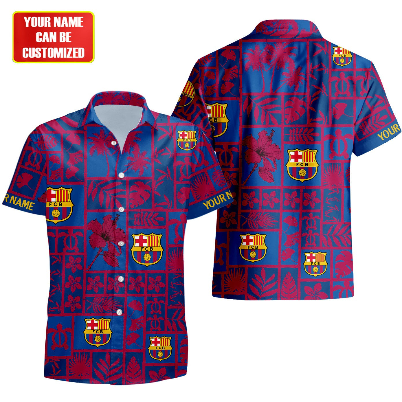 Personalized Barcelona FC Tropical Hawaii Shirt Beach Short V6