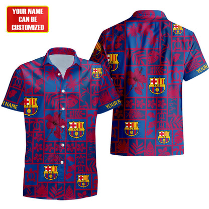 Personalized Barcelona FC Tropical Hawaii Shirt Beach Short V6