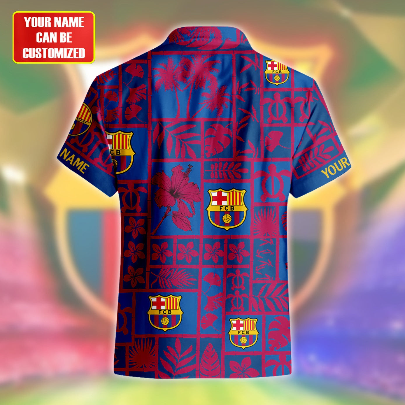 Personalized Barcelona FC Tropical Hawaii Shirt Beach Short V6