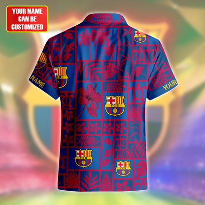 Personalized Barcelona FC Tropical Hawaii Shirt Beach Short V6