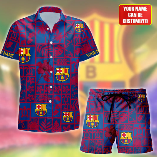 Personalized Barcelona FC Tropical Hawaii Shirt Beach Short V6