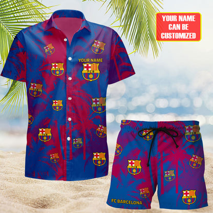 Personalized Barcelona FC Tropical Hawaii Shirt Beach Short V7