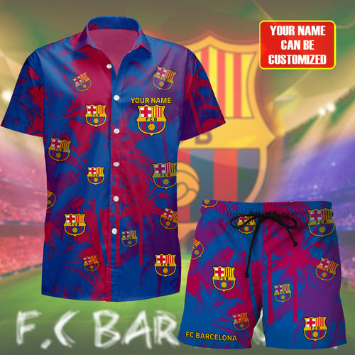 Personalized Barcelona FC Tropical Hawaii Shirt Beach Short V7