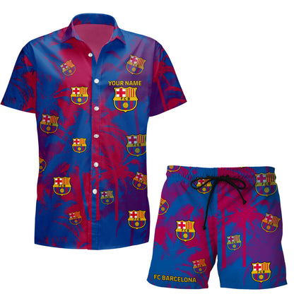 Personalized Barcelona FC Tropical Hawaii Shirt Beach Short V7