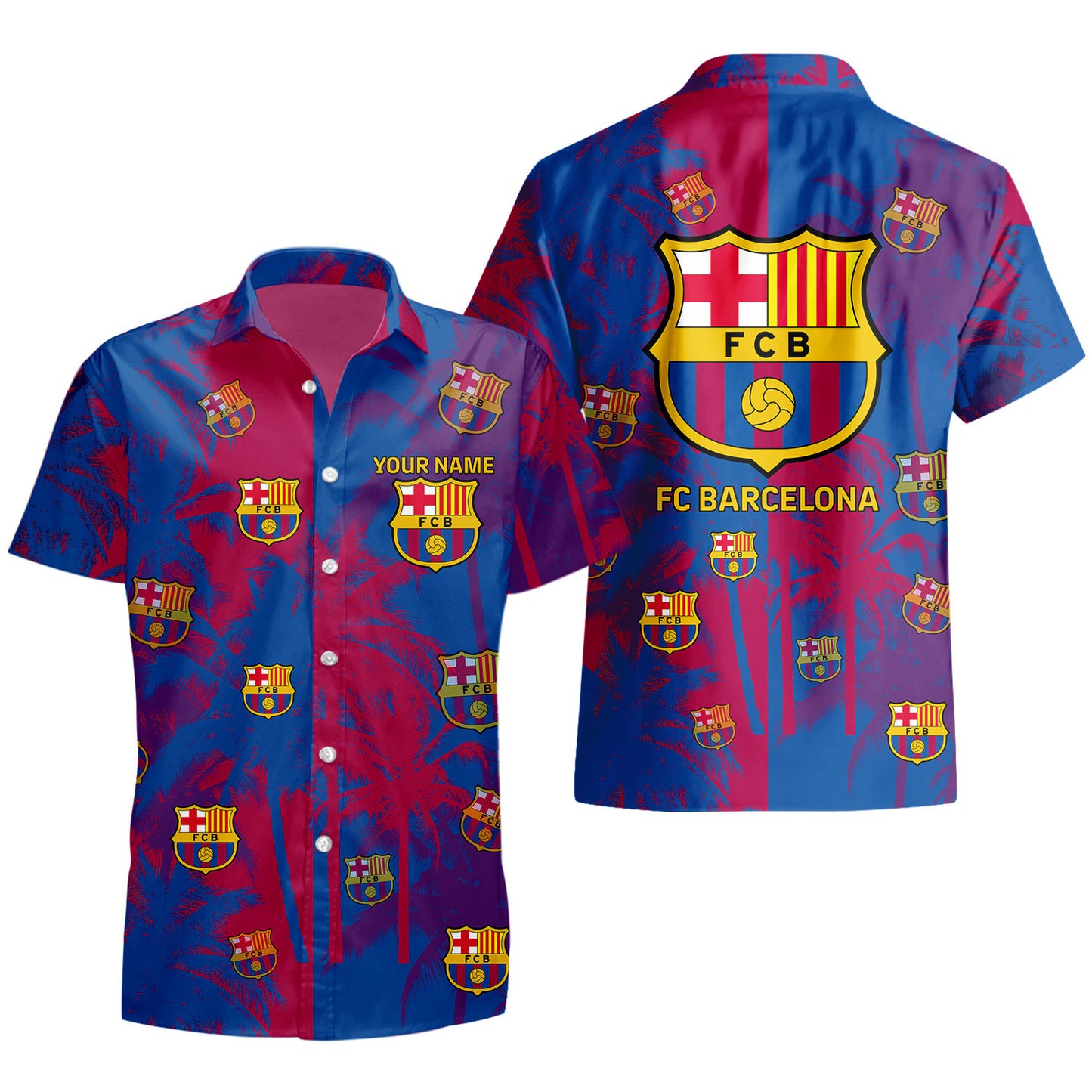 Personalized Barcelona FC Tropical Hawaii Shirt Beach Short V7