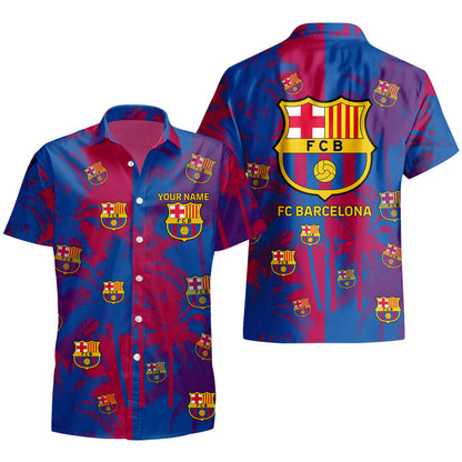 Personalized Barcelona FC Tropical Hawaii Shirt Beach Short V7