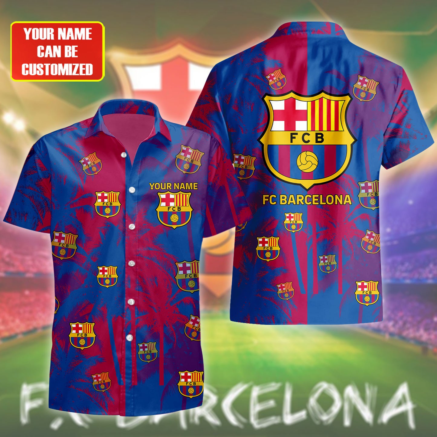 Personalized Barcelona FC Tropical Hawaii Shirt Beach Short V7