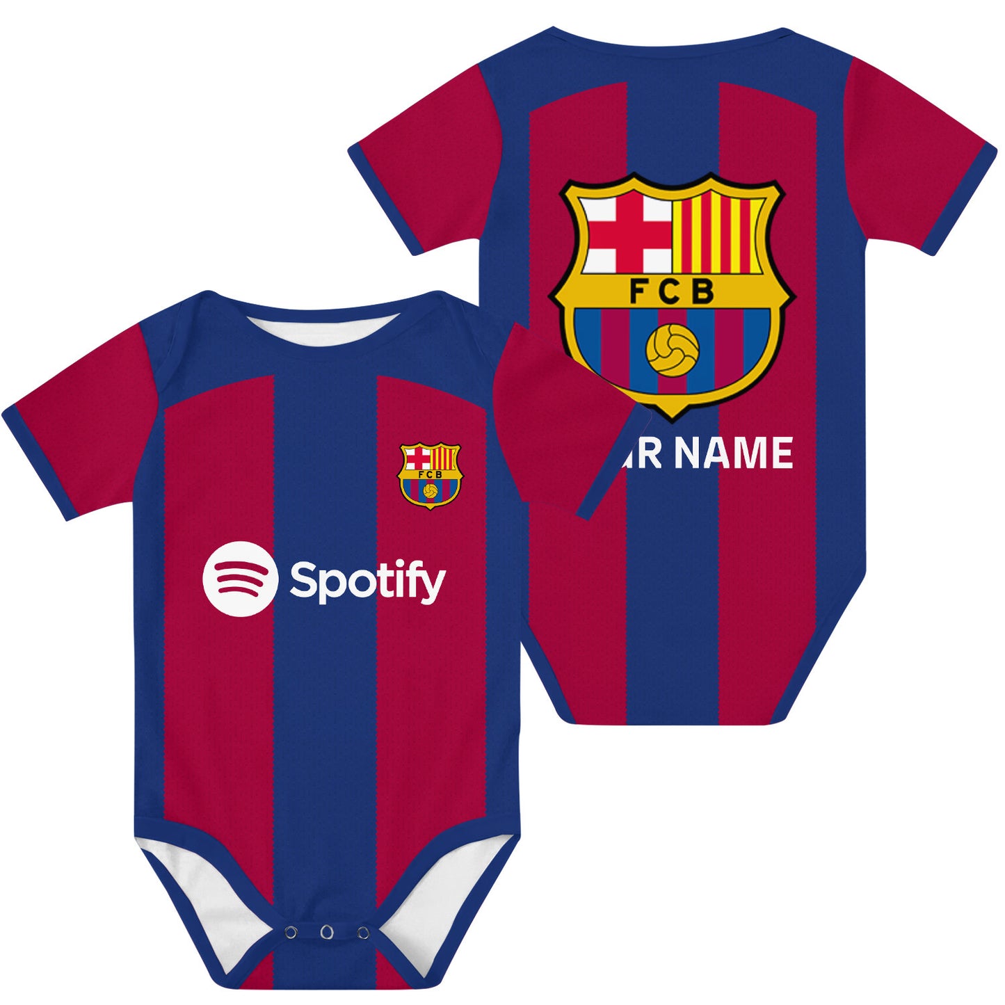 Customized Barca Soccer Jersey , Baby Rib Bodysuit Sizes