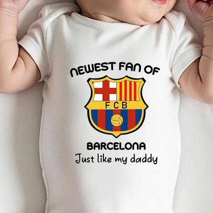 Customized Newest Fan of Barca Soccer Jersey , Baby Rib Bodysuit Sizes
