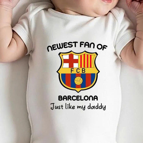 Customized Newest Fan of Barca Soccer Jersey , Baby Rib Bodysuit Sizes