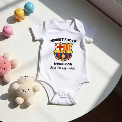 Customized Newest Fan of Barca Soccer Jersey , Baby Rib Bodysuit Sizes