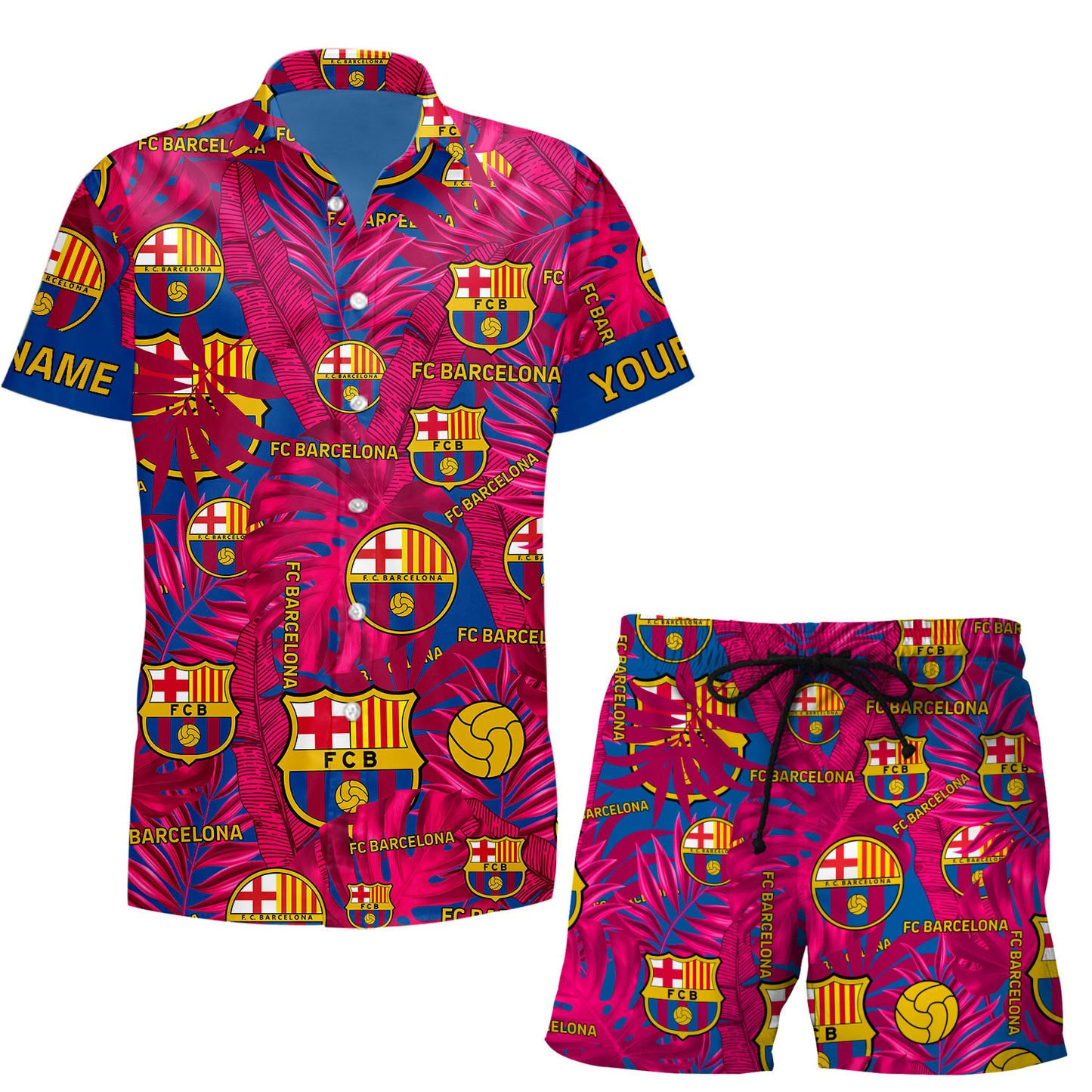Personalized Barcelona FC Tropical Hawaii Shirt Beach Short V8